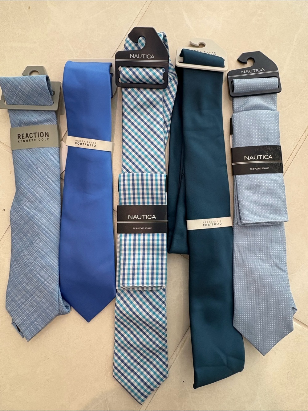 Nautica Men's Tie Set - Light Blue, Royal Blue, Teal Plaid & Dark Teal Solids